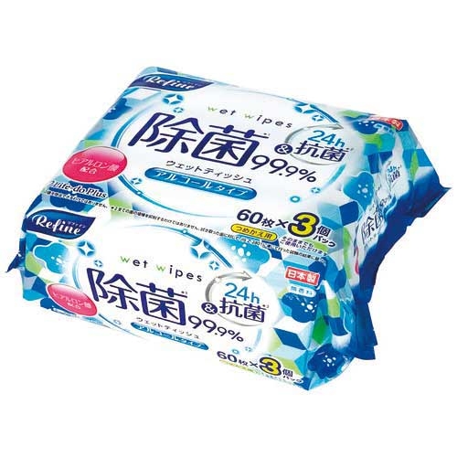 スマートオフィス】リファインアルコール除菌ウェット 60枚X3P