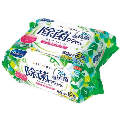 スマートオフィス】リファインNアルコール除菌ウェット60枚X3P