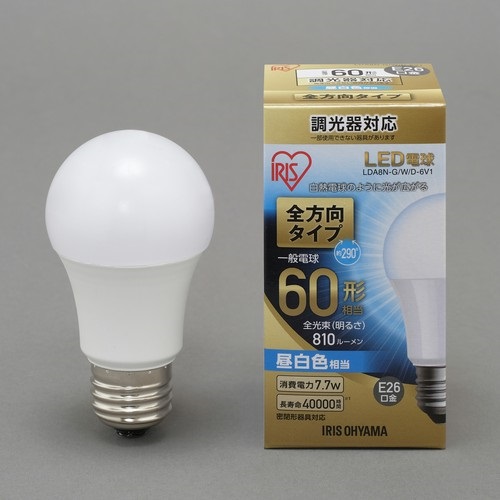 スマートオフィス】LED電球60W E26 全方向調光 昼白 4個セット 