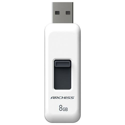 スマートオフィス】スライド式USBメモリ 8GB AS-008GU2-PSW ARCHISS