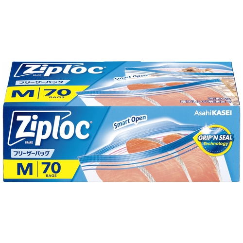 スマートオフィス】ジップロック フリーザーバッグ M 70枚入 旭化成