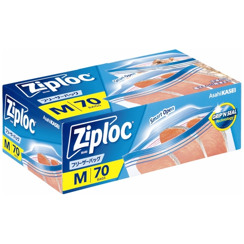 旭化成 Ziploc ジップロック フリーザーバッグ M 70枚入 旭化成ホームプロダクツ 業務用ジップロックフリーザーバッグ Ｍ 縦