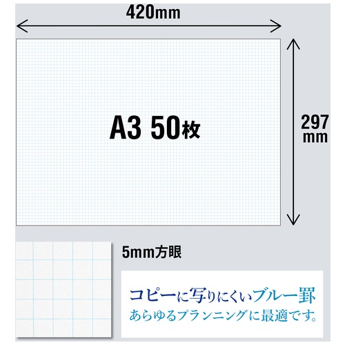 スマートオフィス】プロジェクトペーパー PPA35S A3 5mm方眼 オキナ