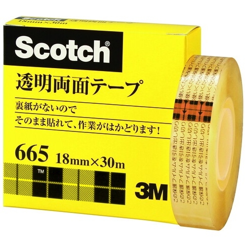 3M Scotch スコッチ 透明両面テープ 18mm×30m 3M-665-1-18 【公式通販】