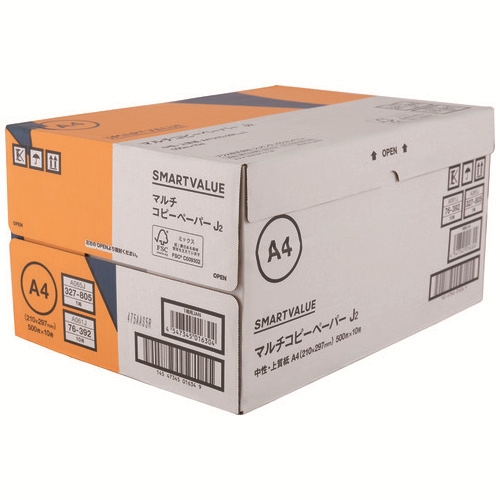 スマートオフィス】コピーペーパーJ2 中性紙 A4 5000枚A065J スマート
