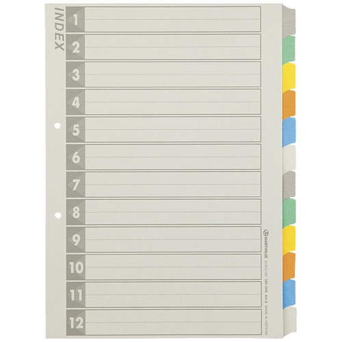 12山+扉紙 日用品雑貨・文房具・手芸 インデックス(PP) A4タテ 2
