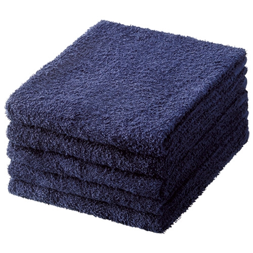 【スマートオフィス】フェイスタオル5枚セット ダークブルー オーミケンシ