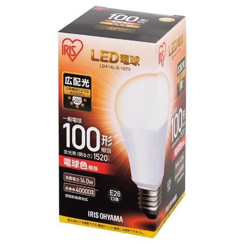 スマートオフィス】LED電球100W E26 広配 電球 LDA14L-G-10T5 アイリス