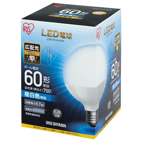 スマートオフィス】LED電球60W E26ボール球昼白 LDG7N-G-6V4 アイリス ...