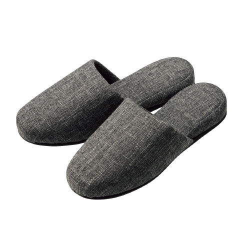 スマートオフィス】ネップ柄スリッパ ブラック オーミケンシ