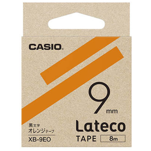 スマートオフィス】ラテコ専用テープXB-9EO オレンジに黒文字 カシオ計算機