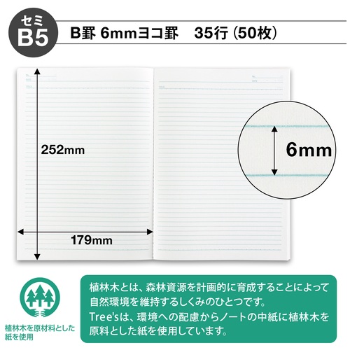 まとめ) プラス ノートブック セミB5B罫6mm 50枚 ネイビー NO-005BS 1冊-