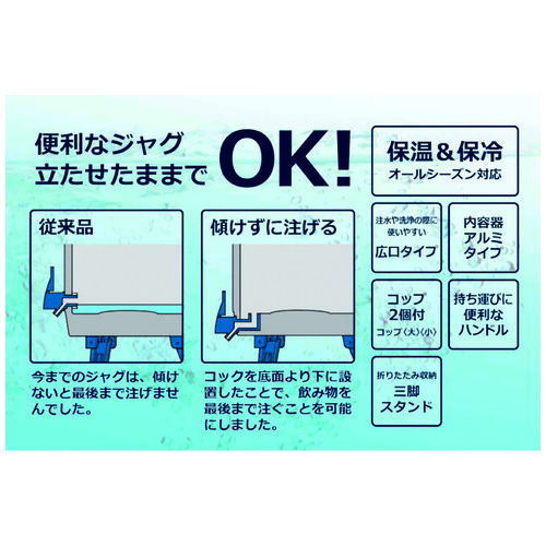 スマートオフィス】最後まで注げる！ウォータージャグ 8L パール金属