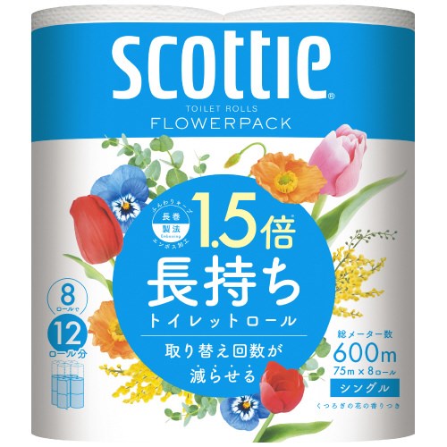 スマートオフィス】スコッティフラワー1.5倍巻き シングル 8R 日本製紙