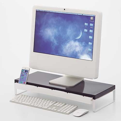 （まとめ）LIHITLAB 机上台590mm 引出し付 A-7338-0 白〔×5セット〕 机上台幅＜５９０ｍｍ・引出し付＞