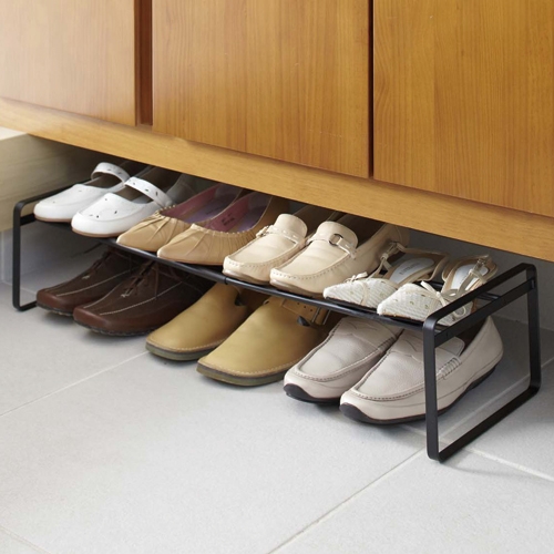 スマートオフィス】伸縮シューズラック 07210 1段 ブラック 山崎実業