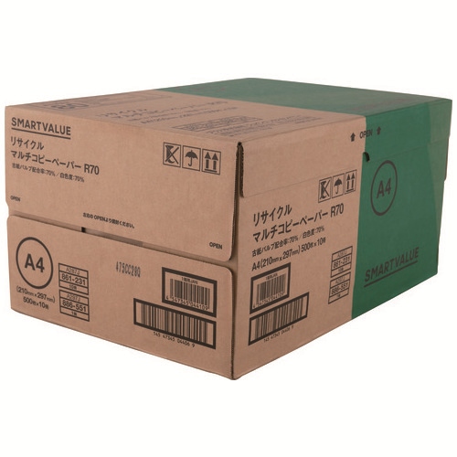 スマートオフィス】コピーペーパーR70 A4 5000枚箱 A297J スマートバリュー