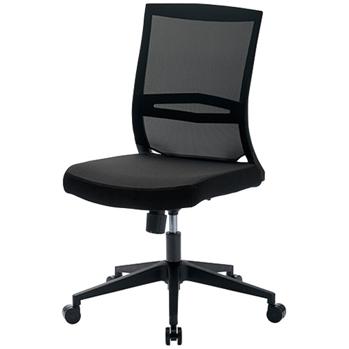 スマートオフィス】事務イス SW-1302 肘無 ブラック 中央可鍛工業