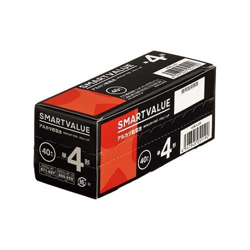 スマートオフィス】アルカリ乾電池Ⅱ 単4×40本 N224J-4P-10 スマート