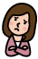 かしげる女性