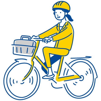 自転車を漕ぐ介護事業者のイラスト