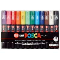 スマートオフィス】ポスカ PC1M12C 極細 12色セット 三菱鉛筆