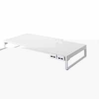 スマートオフィス】机上台 590mm USB3.0ハブ付 白 A-7334-0