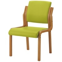 スマートオフィス】会議イス WF-C5ALN GR グリーン肘付 木製